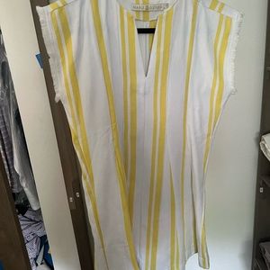 Brand New Marie Oliver Fit and flare Yellow and White Striped Dress